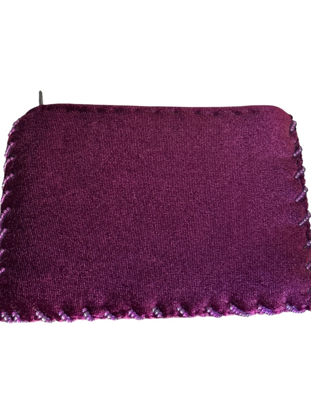 Source Unknown Plum Velvet Beaded Floral Pouch - Picture 3 of 5